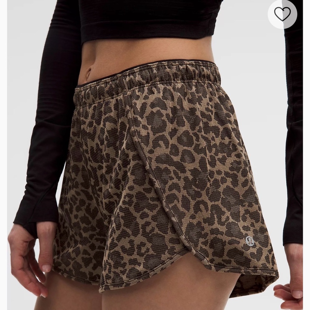 Leopard Print Athletic Shorts - Brown
